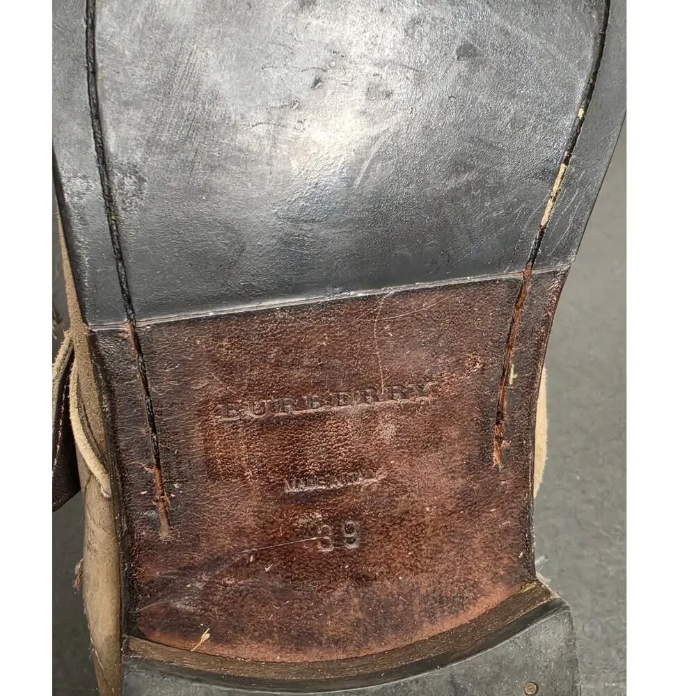 Burberry Tan Suede Motor Biker Short Ankle Boots Size 39 EU - Picture 7 of 8